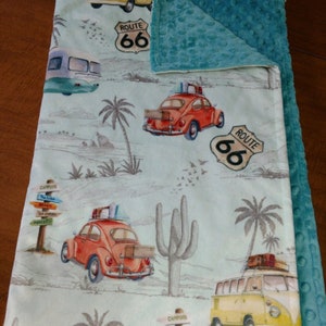 Route 66 Minky Blanket Cuddle Blanket Cars Highway Shannon Fabrics
