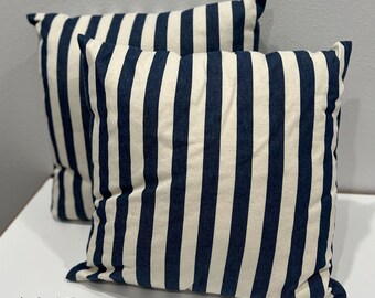 Navy & Cream Stripe Throw Pillow Set