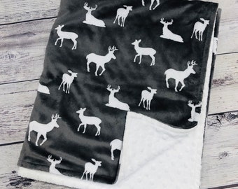 Deer Minky Blanket Cuddle Blanket Shannon Fabrics Horns Hunting