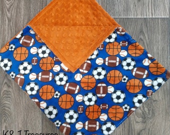 Sports Minky Cuddle Blanket Shannon Fabric Basketball Football Soccer Baseball