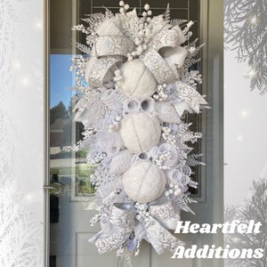 White Swag, Christmas Swag, White Wreath, Christmas Decor, Holiday Swag, Christmas Door Hanger, Winter Decor, Winter Swag, Winter Wreath