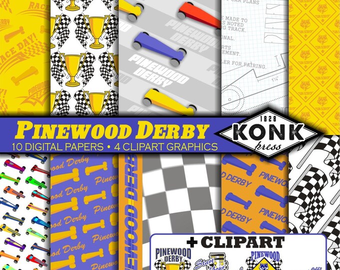 10 Digital Papers Pinewood Derby 4 Clipart Pieces in Png, Scrapbook ...
