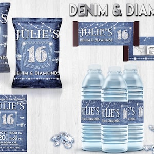 Digital Files Denim & Diamonds Party Favors; Items Sold Separately