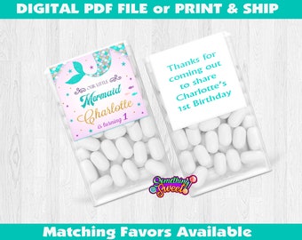 Tic Tac Party Favor Labels, Mermaid Theme Favors