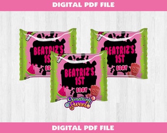 Watermelon Party Digital Sour Candy Wrapper, Watermelon Sour Candy Mini