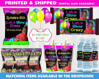 Glow Birthday Party, Glow Chip Bag, Glow Juice Pouch, Glow Party Favors, Party Favors