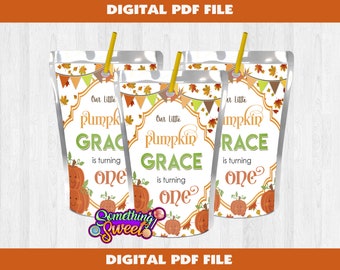 Pumpkin Juice Labels, My Little Pumpkin Party, Juice Pouch Labels, Pumpkin Baby Shower