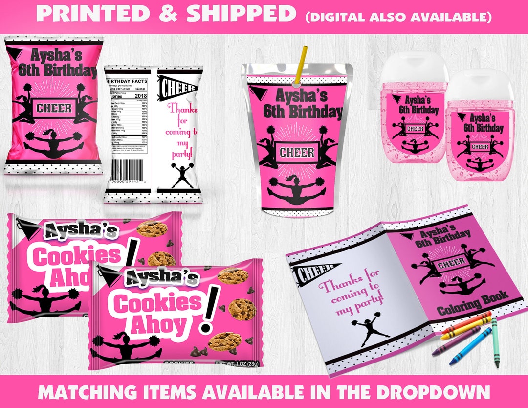 Cheerleader Birthday Party, Cheerleader Chip Bag, Cheerleader Party