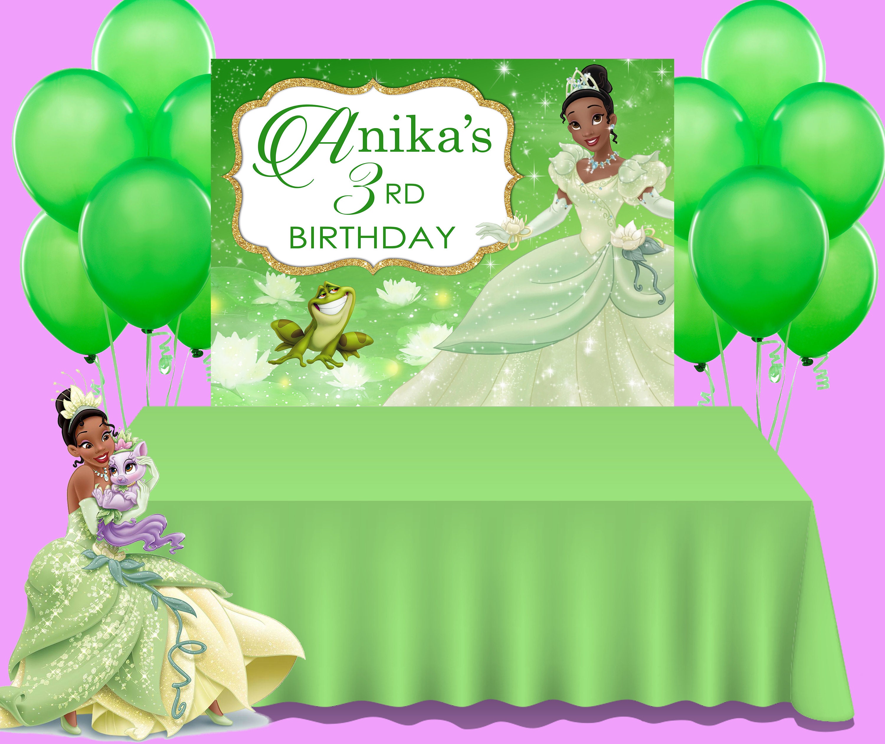 Princess Tiana Vinyl Birthday Backdrop Tiana Banner Etsy