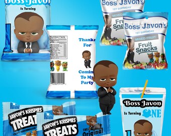 African American Boss Baby Party Theme DIY Printable Templates - PDF ONLY - Chip Bag Templates - Digital - Custom Party Favors - Templates