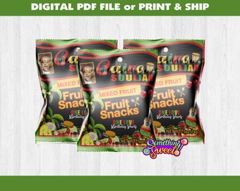 Jamaican Theme Fruit Snack Wrappers, Island Theme Party Favors