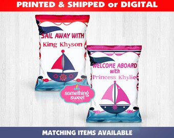 Nautical Chip Bag, Nautical Birthday, Nautical Treat Bag, Custom Chip Bag, Custom Treat Bag