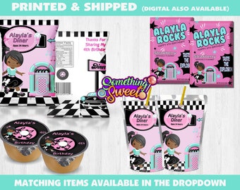 Drive In Party, Diner Party, Sock Hop Party, Juice Pouch, Sock Hop Chip Bag, Drive In Theme, 50's Diner Theme, Custom Party Favors