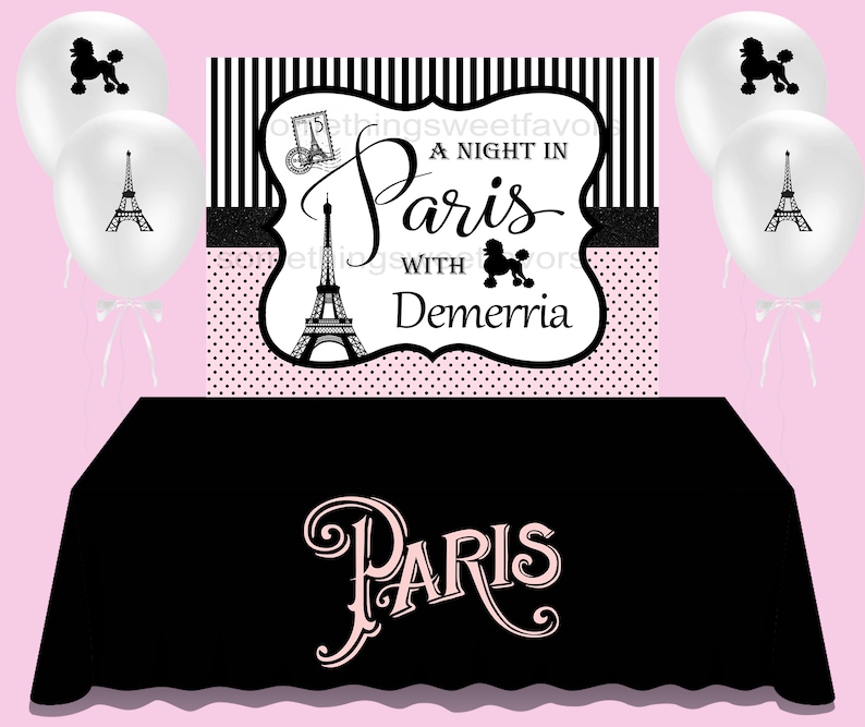 Paris Themed Backdrop A Night In Paris Banner Custom Etsy
