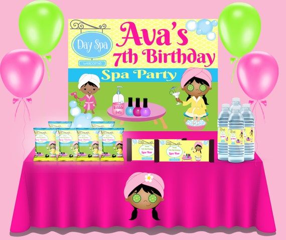 Spa Party Vinyl Backdrop, Spa Party Theme, Spa Party Birthday, Custom Backdrop, Spa Party Banner, Rugrats Party Favors, Dessert Table Banner Il_570xn
