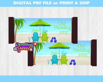 Beach Wedding Candy Bar Wrapper, Beach Themed Wedding Favors