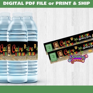 Reggae Themed Bottle Labels, Island  Birthday, Jamaican Themed Birthday Party