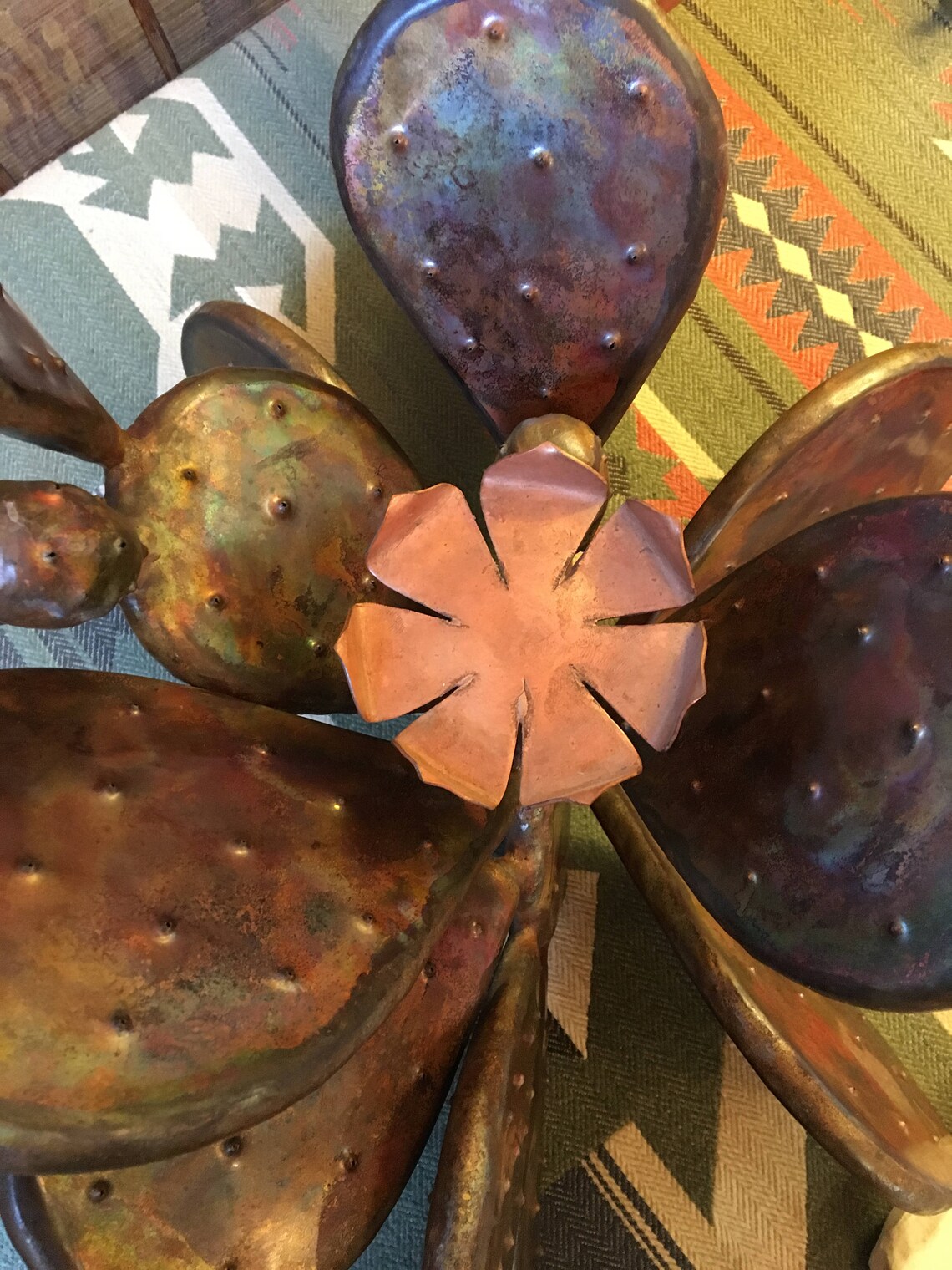 Handcrafted Copper Cactus Candle Holder Candelabra Southwest Country