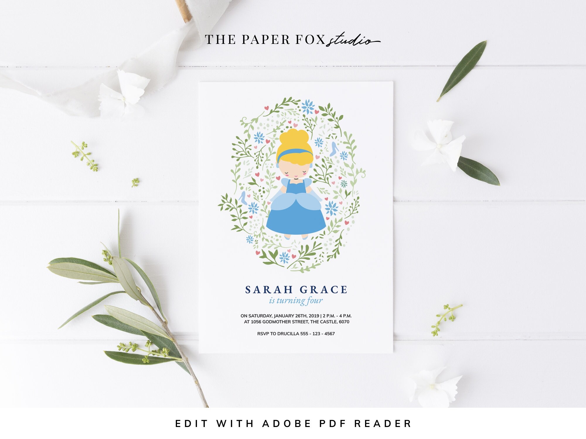 personalised paper card party invites invitations DISNEY PRINCESS CINDERELLA #3 personalised paper card party invites invitations DISNEY PRINCESS CINDERELLA #3