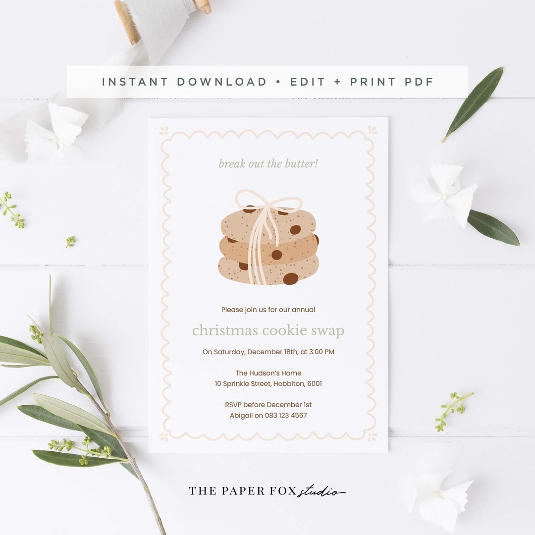 Printable Christmas Cookie Swap Invitation Editable PDF - Etsy