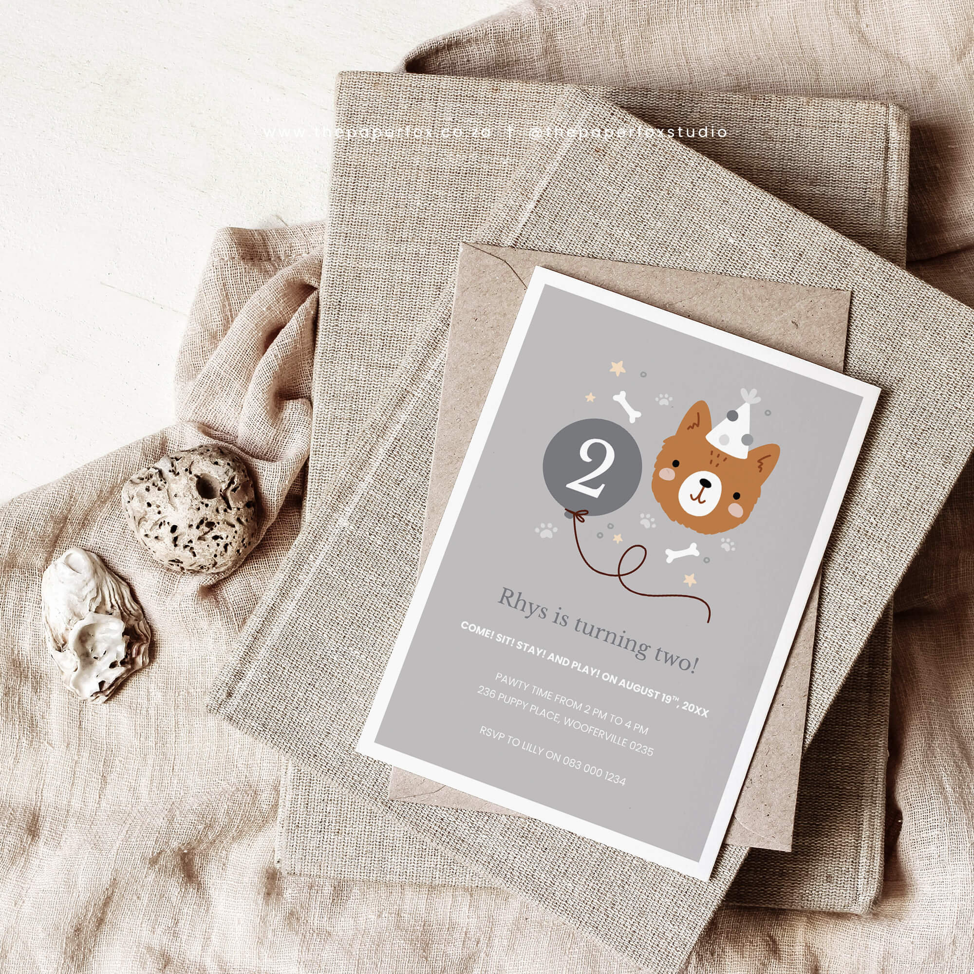 Printable Puppy Pawty Invitation, 5x7" Editable PDF | Pawsome Blue ...