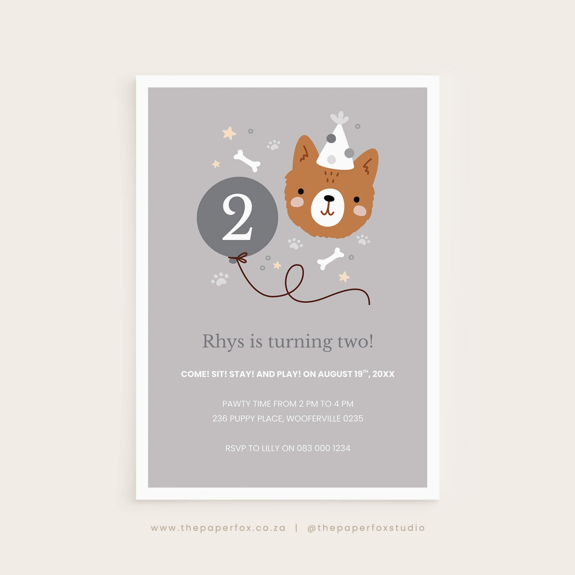 Printable Puppy Pawty Invitation, 5x7" Editable PDF | Pawsome Blue ...