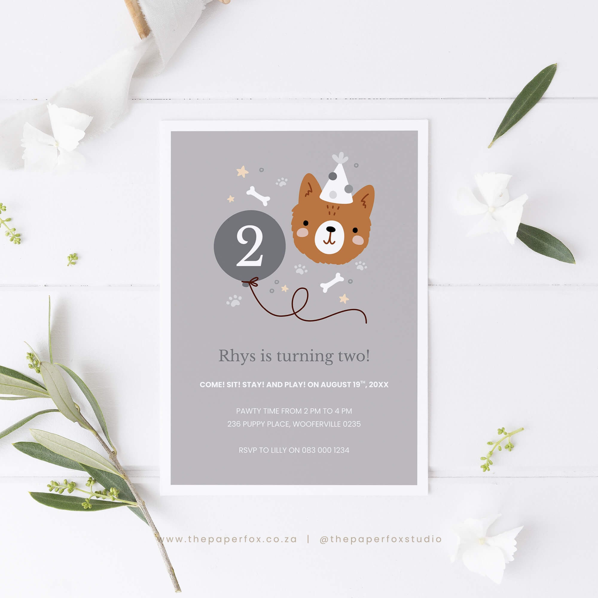 Printable Puppy Pawty Invitation, 5x7" Editable PDF | Pawsome Blue ...