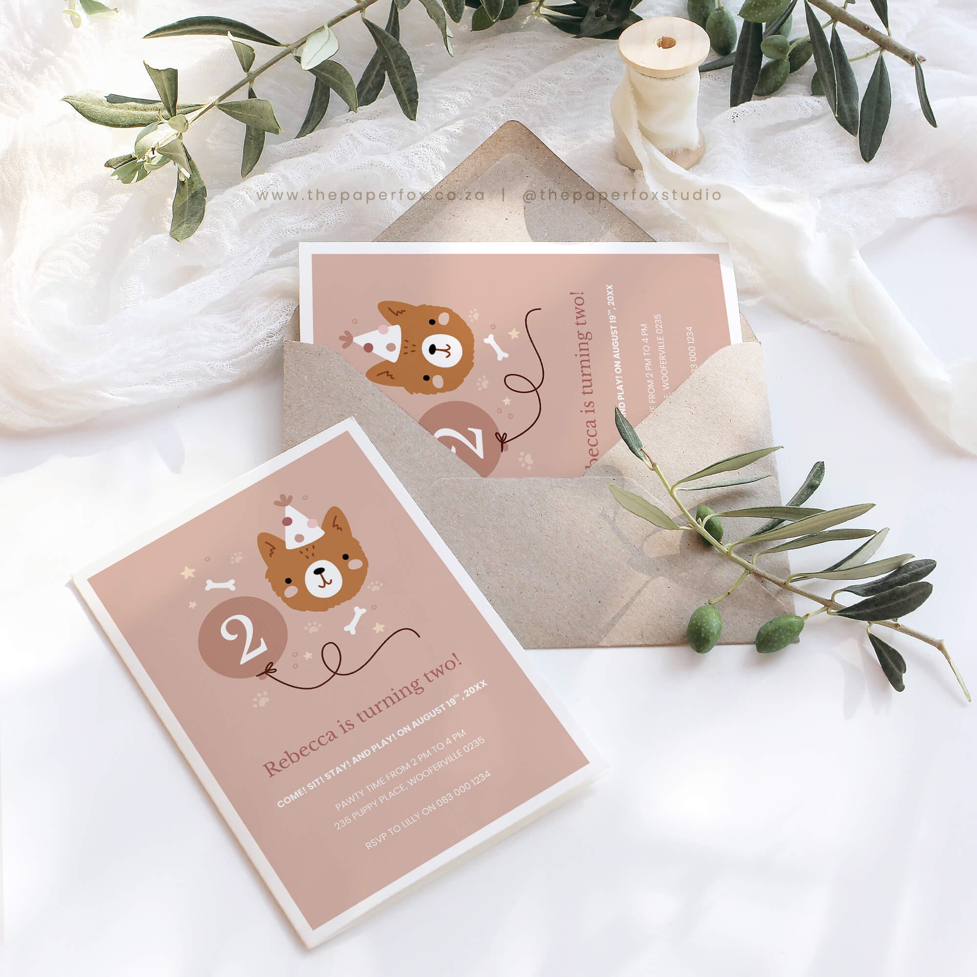 Printable Puppy Pawty Invitation, 5x7" Editable PDF | Blush Pink Doggy ...
