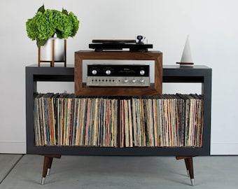 Fillmore 48"  - Mid Century Modern Record Player Stand & Vinyl Storage Cabinet