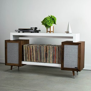 Hampton  - Mid Century Modern Record Player Stand & Vinyl Storage Cabinet