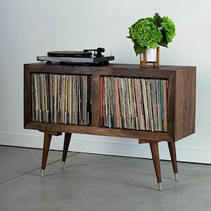 Metro  - Mid Century Modern Record Player Stand & Vinyl Storage Cabinet