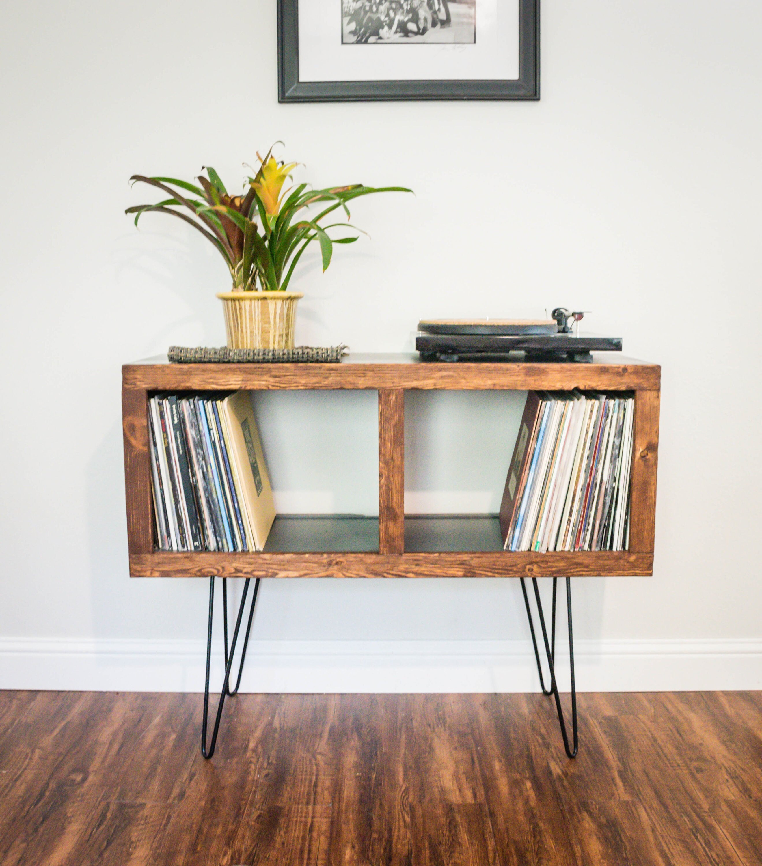 Midcentury Modern Rustic Media Console & Vinyl Storage Etsy