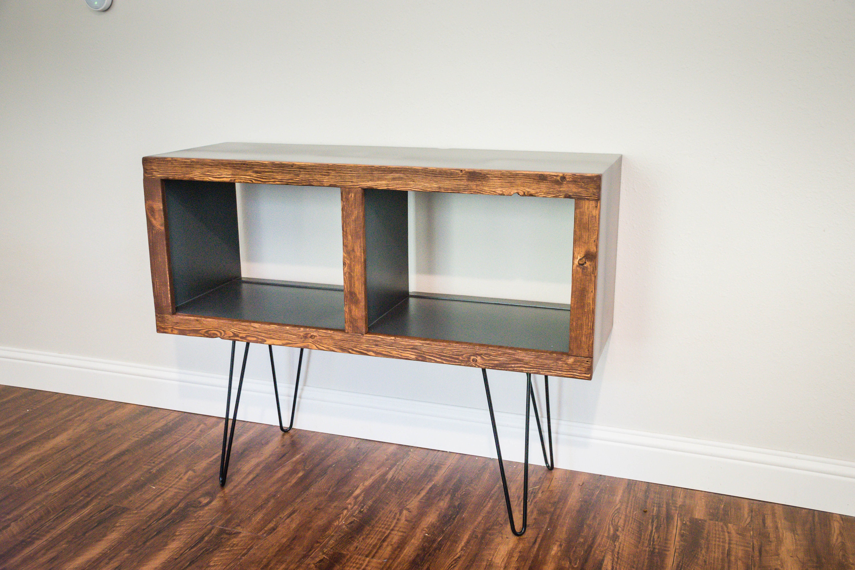 Midcentury Modern Rustic Media Console & Vinyl Storage Etsy