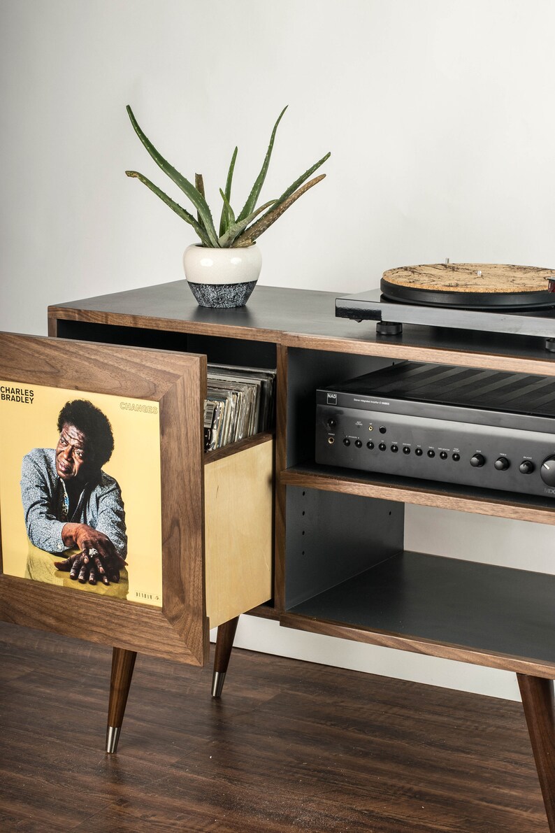 Mid Century Modern Record Player Stand & Vinyl Storage Etsy