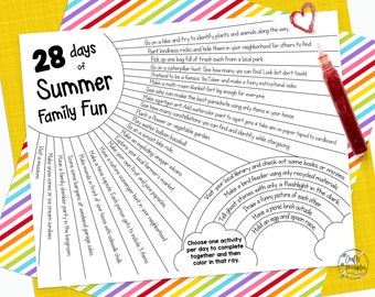 28 Days of Summer Family Bucket List Printable | Instant Download & Print at Home