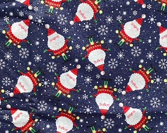 Black Glitter FQ Fat Quarter//Meter 100/% Cotton Christmas Xmas Tree Santa Snowman