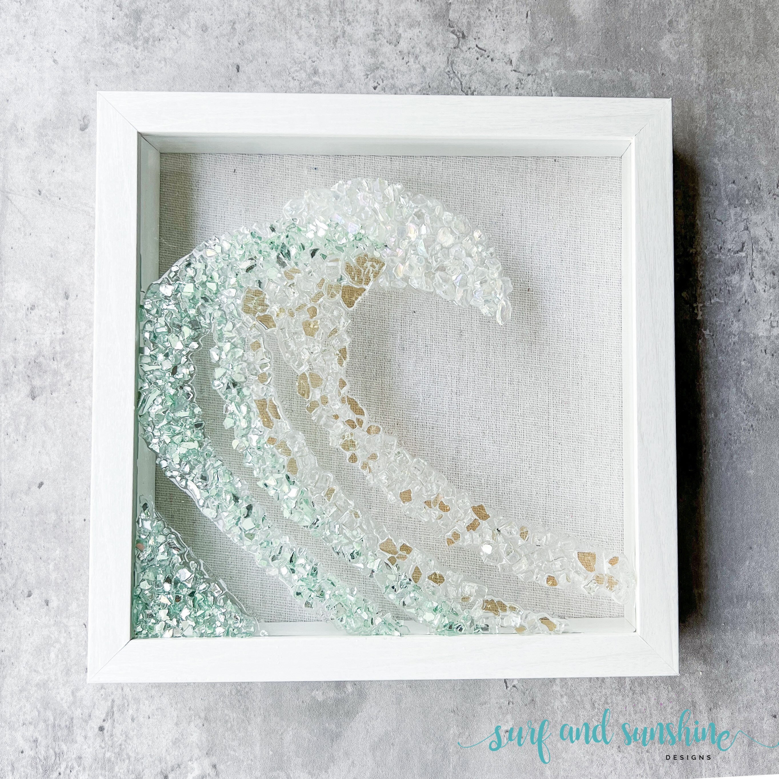 Handmade Ocean Wave Crushed Glass Art | Coastal Decor | Beach Art ...