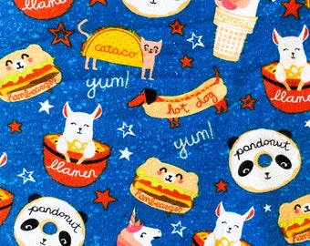 Funny Food Animal Puns Kawaii Cute Flannel 100% Cotton Fabric **Ships from California ##Click Item Details