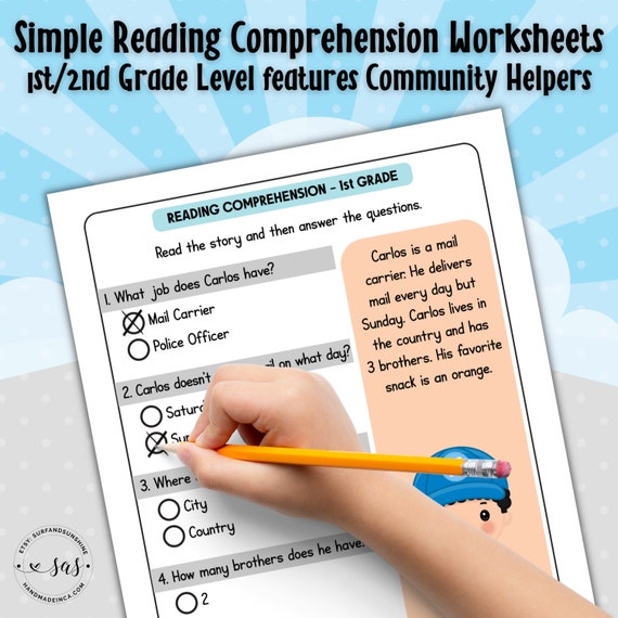 grade 1 2 reading comprehension worksheets feature community etsy