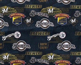 NEW. Milwaukee BREWERS Stadium MLB Baseball 100% Cotton Licensed Fabric **Ships from California ##Click Item Details