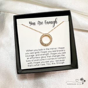 Collar You Are Enough / Chapado en oro, Vermeil, Diamante CZ / Regalo de cumpleaños / Regalo de Navidad
