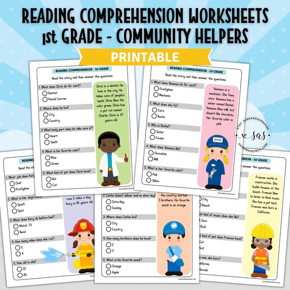 grade 1 2 reading comprehension worksheets feature community etsy