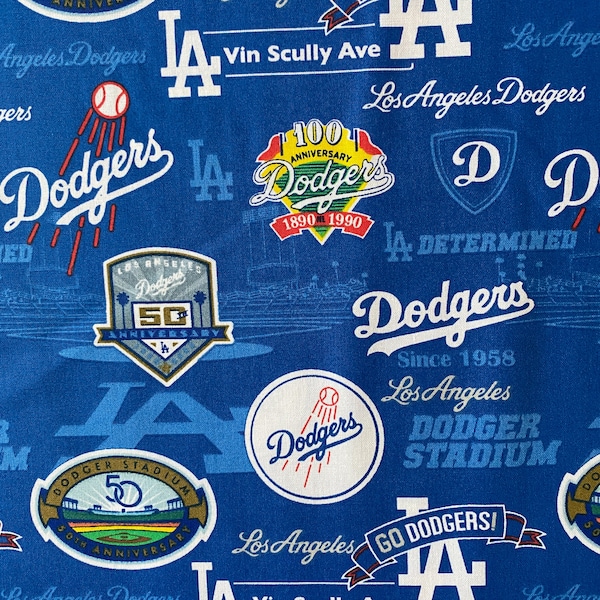 MLB LA Dodgers Baseball Stadium Licensed 100% Cotton Fabric **Ships from California ##Click Item Details