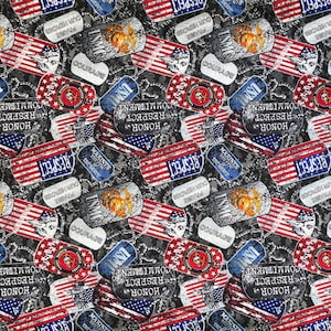 USMC Dog Tags US Marine Corps Military 100% Cotton Fabric  ***Ships from California ##Click Item Details