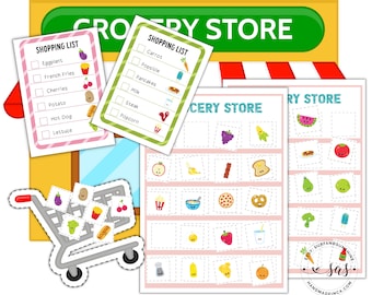 Pretend Play Grocery Store Shopping Game | Dramatic Play Activity | Printable | Instant Download