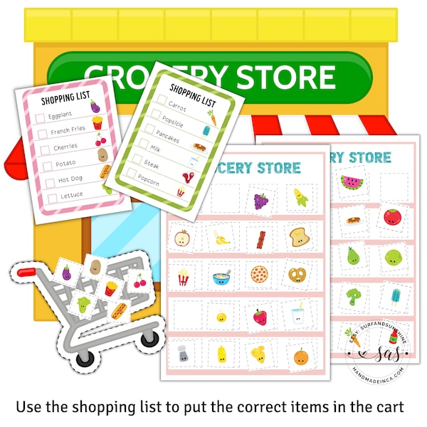 Pretend Play Grocery Store Shopping Game | Dramatic Play Activity | Printable | Instant Download