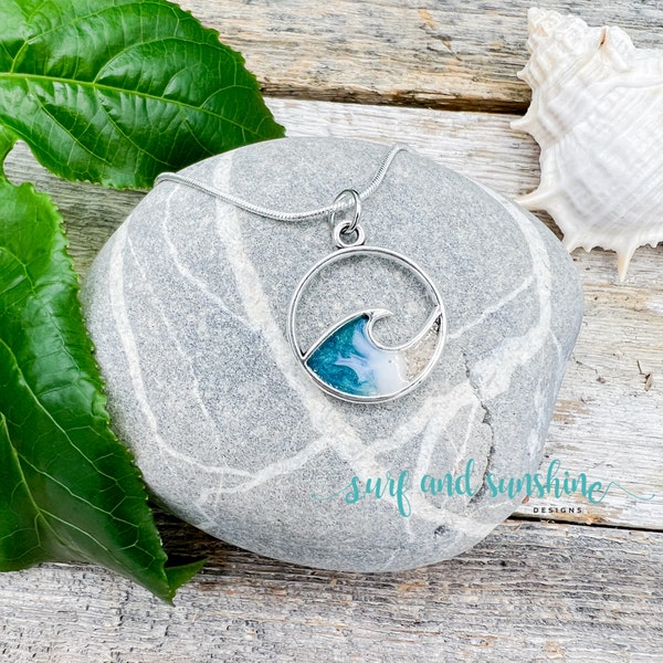 Ocean Wave Necklace, Real Bermuda Sand, Beach Gift Jewelry | 925 Sterling Silver