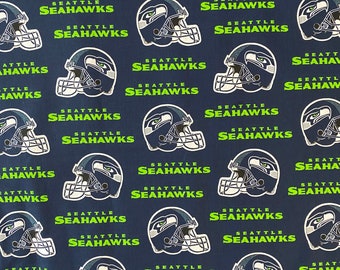 RARE. Seattle SEAHAWKS Helmets NFL Football 100% Cotton Fabric **Ships from California ##Click Item Details