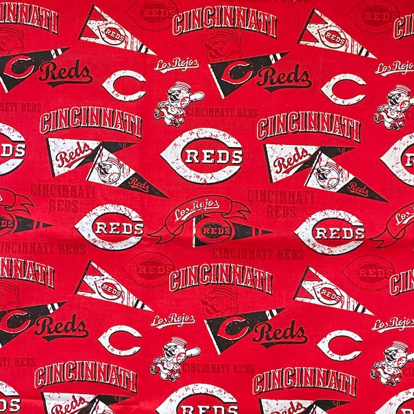 Cincinnati. REDS Retro MLB Baseball 100% Cotton Fabric **Ships from California ##Click Item Details