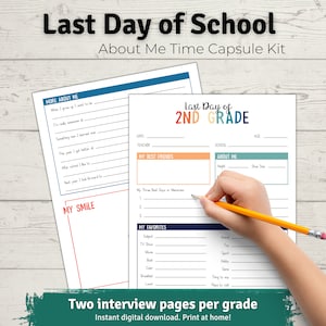 Last Day of School Interview All Grades Time Capsule Bundle Questionnaire Printable Instant Download image 4